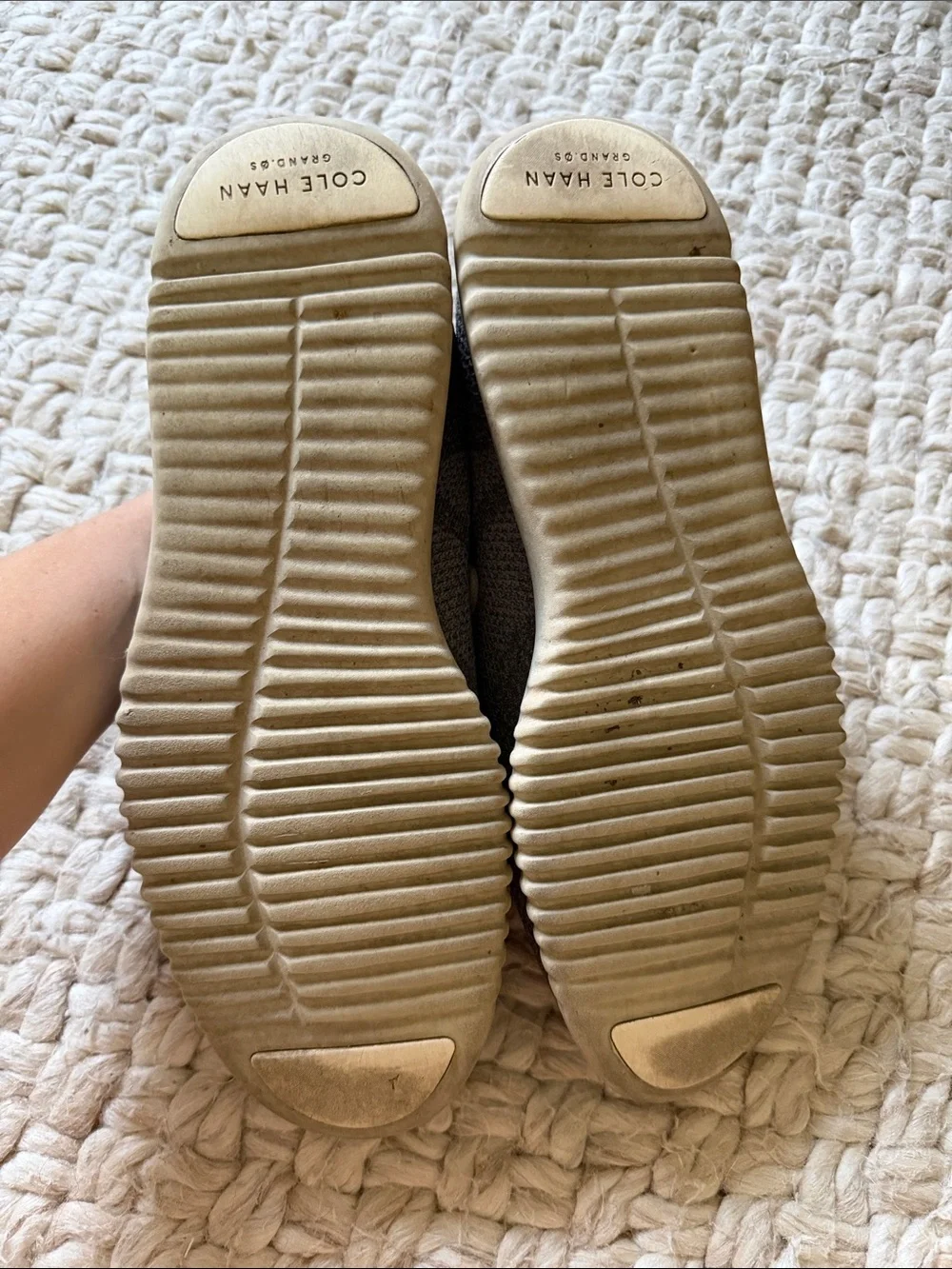 Cole Haan Grey Knit Lace-Up Oxfords with White Soles